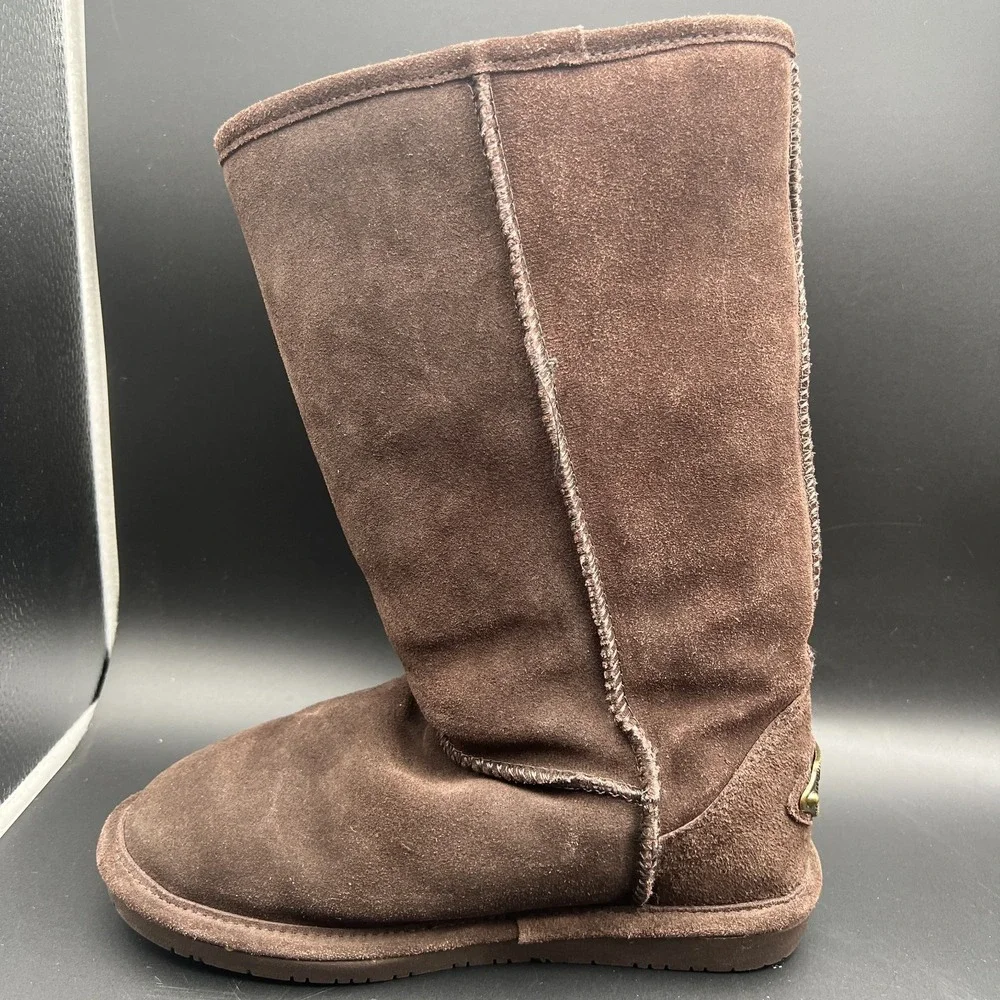 Bearpaw Womens 6 Us Brown Suede Mid Calf Round Toe Pull On Winter Snow Boot